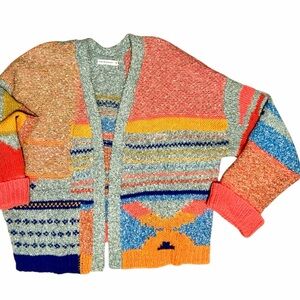 moon & madison Colorful Open Front Sweater size Medium